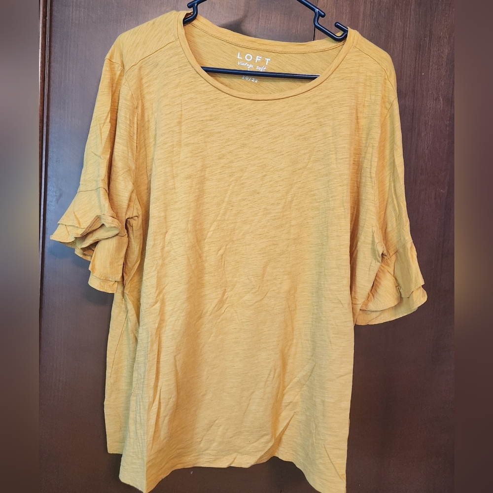 LOFT Yellow Cuffed Sleeve Relaxed T-Shirt